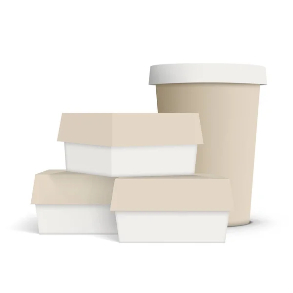 Craft Paper Fast Food Imballaggio su retro bianco — Vettoriale Stock