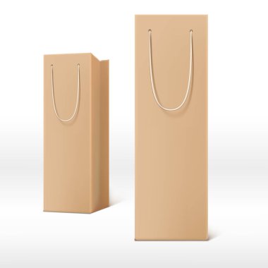 Beyaz sırtında iki adet 3 boyutlu kağıt çanta izole edilmiş.