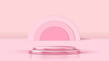 Pastel Stüdyosunda Sunum İçin Pembe Podyum