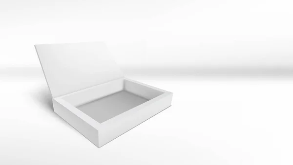 Scatola regalo in cartone vuoto aperto bianco 3D — Vettoriale Stock