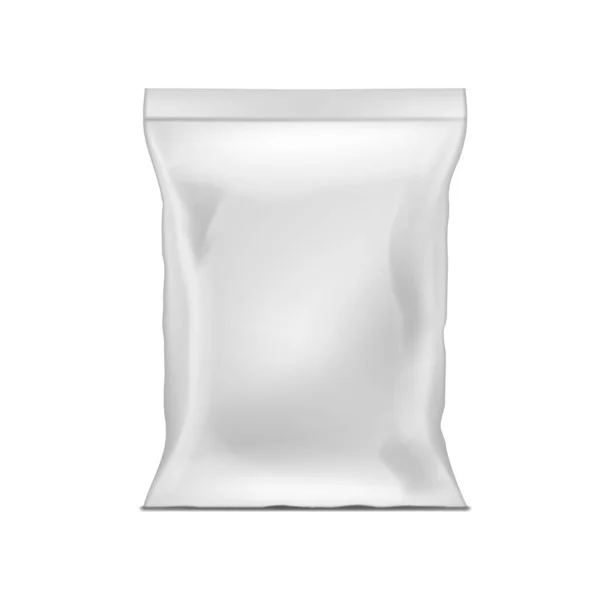 Bolso de plástico blanco en blanco Snack Packaging aislado — Vector de stock