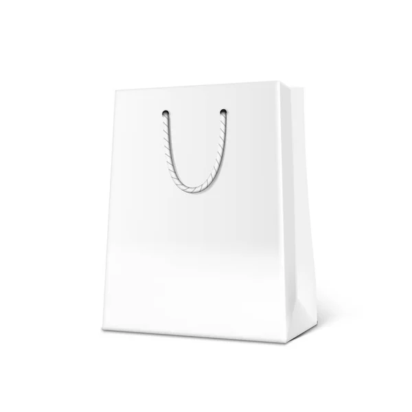 Bolsa de papel blanco 3D aislada sobre fondo — Vector de stock