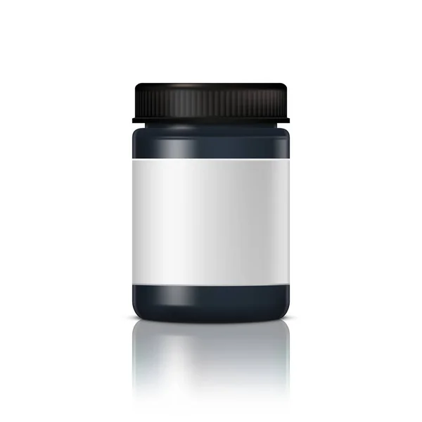 Pot en verre brillant noir pour crème cosmétique — Image vectorielle