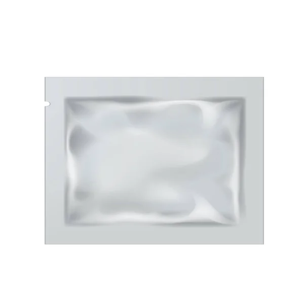 Реалістична біла порожня фольга упаковка для вологих серветок — стоковий вектор