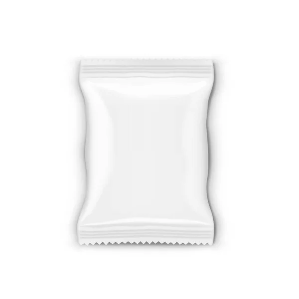 Bolsa de almohada brillante de bocadillo de comida aislada en blanco — Archivo Imágenes Vectoriales