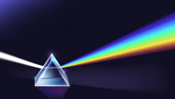 Luce Passa Attraverso Prisma Triangolare Modello Illustrazione Della Fisica Vettore — Vettoriale Stock