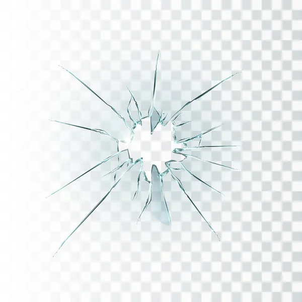 Broken Window Hole Transparent Glass Eps10 Vector — Stock Vector