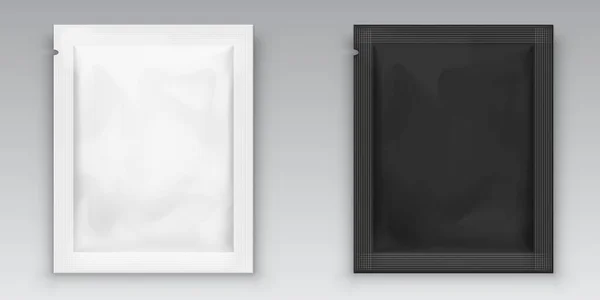 Embalaje Bolsa Papel Aluminio Blanco Bolsita Blanca Negra Transparente Blanco — Archivo Imágenes Vectoriales
