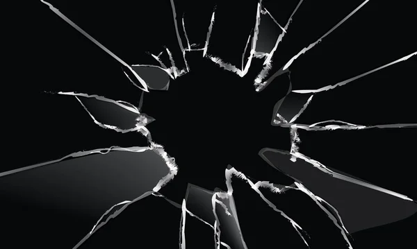 Siyah Arkaplanda Kırık Cam Kraker Gerçekçi. EPS10 Vektörü