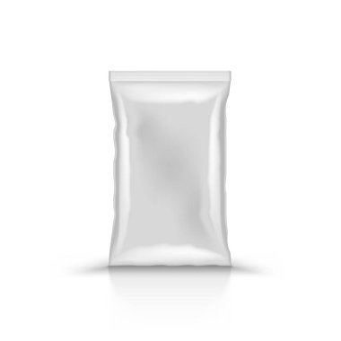 Dikey Mühürlü Boş Foil Plastik Torba. EPS10 Vektörü