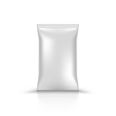Empty Standing Vertically Sealed Foil Plastic Bag. EPS10 Vector clipart