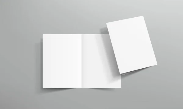 Plantilla Folleto Blanco Medio Plegado Para Presentación Vector Eps10 — Vector de stock