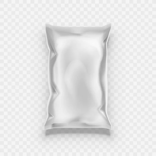 Bolso Almohada Lámina Blanca Arrugada Para Envasado Alimentos Vector Eps10 — Vector de stock