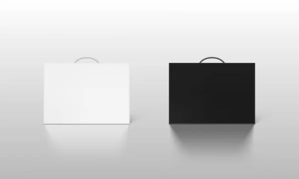 Black White Carton Box Case Handle Mockup Isolated Eps10 Vector — Stock Vector