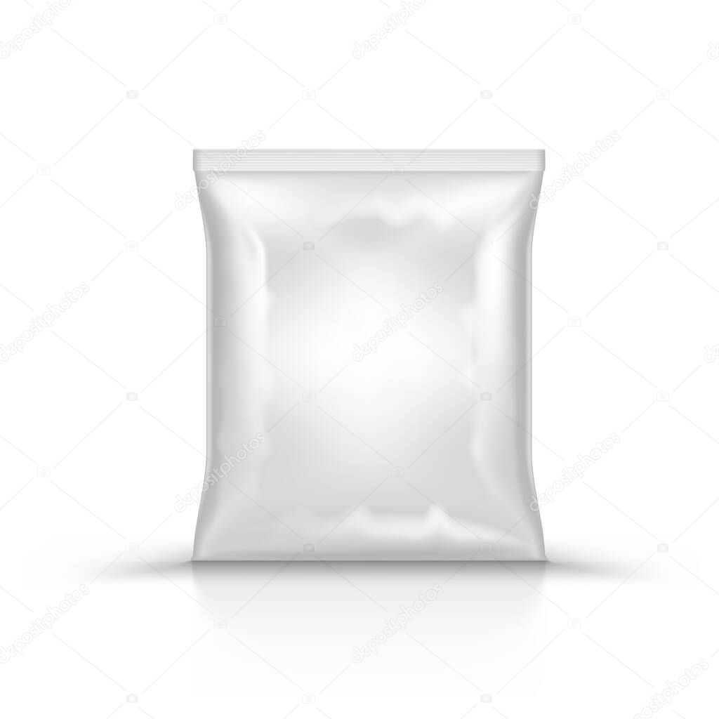 Empty Standing Vertically Sealed Foil Plastic Bag. EPS10 Vector