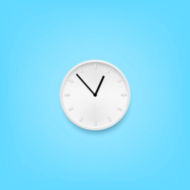 Mavi Duvarda Asılı Beyaz Duvar Saati