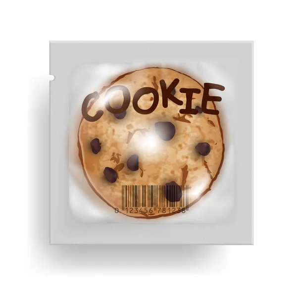 3D Brown förpackningsdesign för choklad cookies — Stock vektor