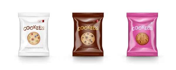 초콜릿 쿠키를 위한 패키지 디자인. 오락을 쉽게 즐기다 — 스톡 벡터