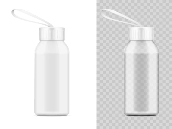 Przezroczyste i białe plastikowe butelki wody Shaker — Wektor stockowy