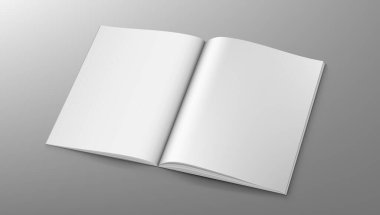 3D Dergi Tasarım Konsepti. Temiz Beyaz Sayfa. EPS10 Vektörü