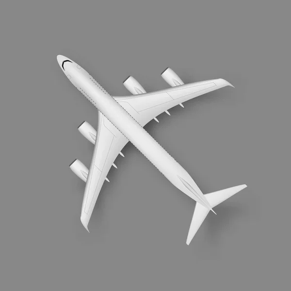 Vue Dessus Avion Wite Avec Ombre Vecteur Eps10 — Image vectorielle