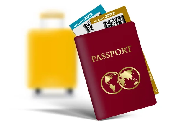 Pasaporte Con Billetes Avión Concepto Viaje Aéreo Documento Internacional Vacaciones — Vector de stock
