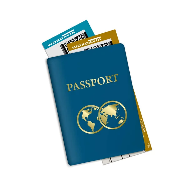 Pasaporte Con Billetes Avión Concepto Viaje Aéreo Documento Internacional Vacaciones — Vector de stock