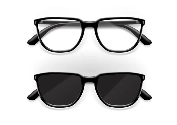 Black Office Sun Glasses Shiny Frame Reading Computer Work Beach — Stock Vector
