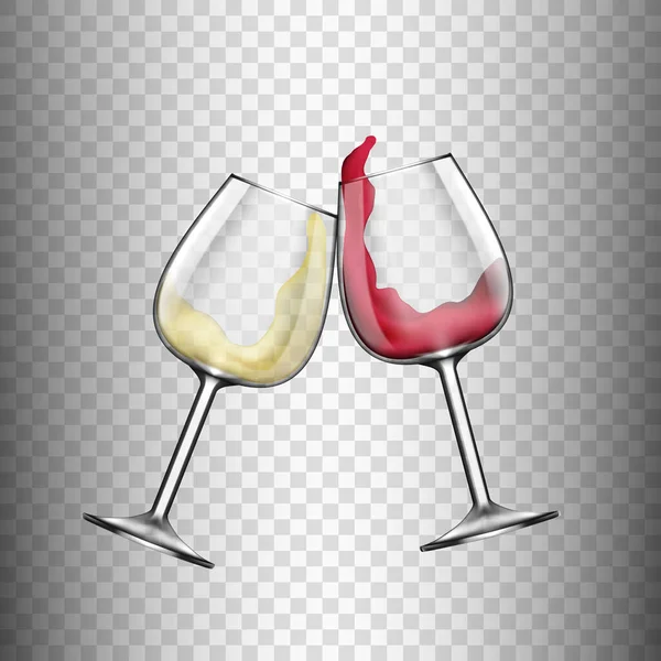 Grandes Rojos Copa Vino Vino Tinto Blanco Vector Eps10 — Vector de stock