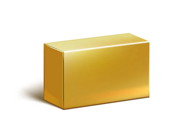 Caja Realista Del Paquete Del Cartón Blanco Del Oro Claro — Vector de stock
