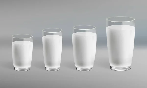 Реалістичне Молоко Склі Тіньовим Набором Eps10 Векторні — стоковий вектор