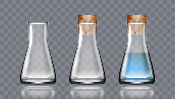 Realistiska Glas Laboratorieutrustning Set Flasker Eller Bägare Eps10 Vektor — Stock vektor