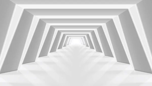 Luz abstracta 3D y interior del corredor futurista — Vector de stock