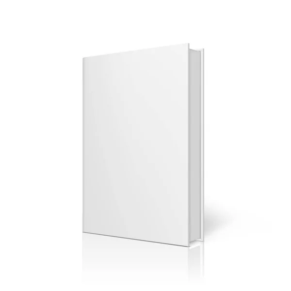 Blanco boek met duidelijke dekking staande op wit — Stockvector