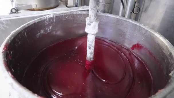 Knead red mass for Turkish delight. confectionery factory sweets production — Stock Video