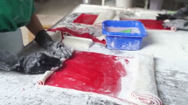 Кондитерские изделия ручной работы в рулон Турецкая радость — стоковое видео