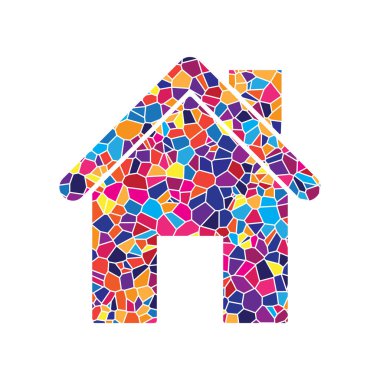 Ev siluet çizimi. Vektör. Whit simgesine vitray