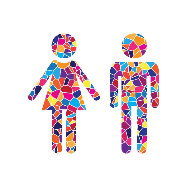 Αρσενικό και θηλυκό σύμβολο. Διάνυσμα. Εικονίδιο χρωματισμένο γυαλί λευκό έκφραση — Διανυσματικό Αρχείο