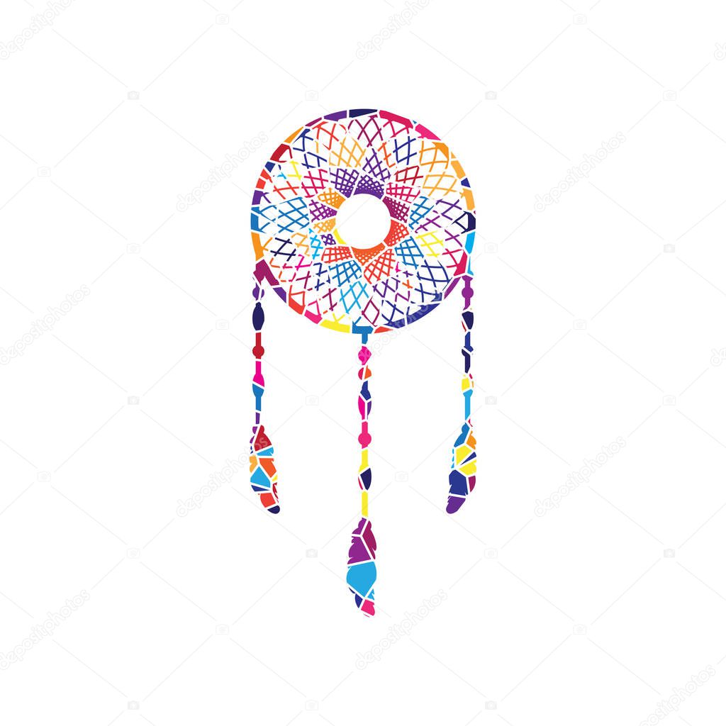 Dream catcher sign. Vector. Stained glass icon on white backgrou