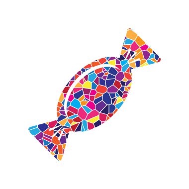 Şeker işareti illüstrasyon. Vektör. Vitray simgesi beyaz bac üzerinde