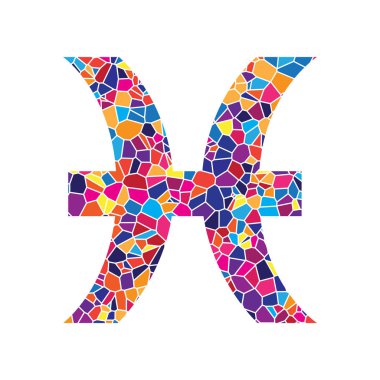 Balık illüstrasyon işareti. Vektör. Beyaz ba simgesine vitray