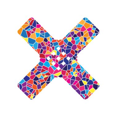 Etiket işareti yardım. Vektör. Beyaz arka plan üzerinde renkli cam simgesi