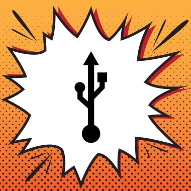 USB işareti illüstrasyon. Vektör. Çizgi roman popüler sanat arkasında simge stil