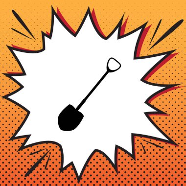 Kürek bahçede çalışmak. Vektör. Çizgi roman stil ikonu pop-a