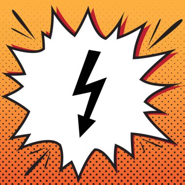 Yüksek gerilim tehlike işareti. Vektör. Çizgi roman stil ikonu popüler sanat b