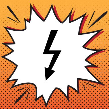 Yüksek gerilim tehlike işareti. Vektör. Çizgi roman stil ikonu popüler sanat b