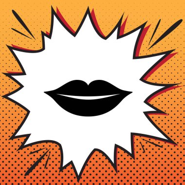 Dudaklar illüstrasyon işareti. Vektör. Çizgi roman stil ikonu popüler sanat bac üzerinde