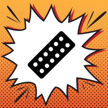Tıbbi hapları işareti. Vektör. Popüler sanat backgro çizgi roman stili simgesini