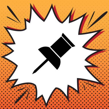 PIN itme işareti. Vektör. Popüler sanat arka plan üzerinde çizgi roman stil ikonu..