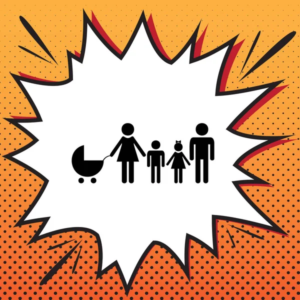 Family sign illustration. Vector. Comics style icon on pop-art b — Stock Vector